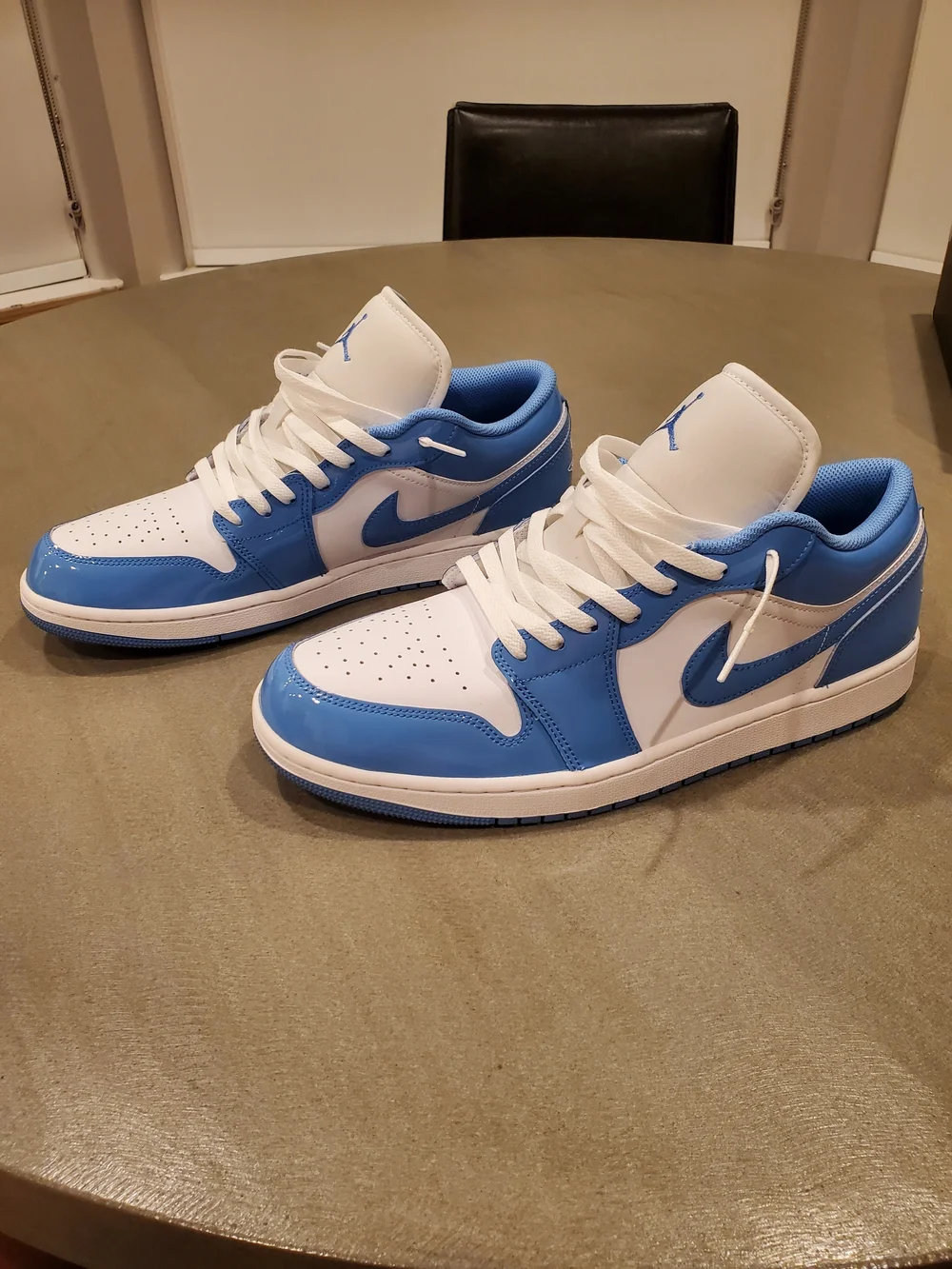 Jordan 1 Low Top Sneakers White and University Blue